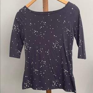 Navy stars three-quarter sleeve boatneck tee